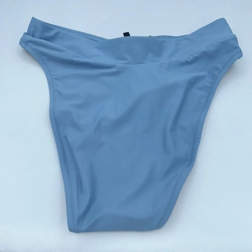 NWT J. Crew Blue Cross-Front Cheeky Bikini Swim Bathing Suit Bottom Size Small